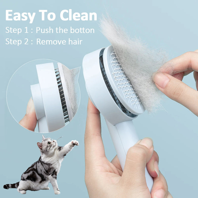 Self-Cleaning Pet Grooming Brush for Dogs & Cats - Hair Removal & Massage